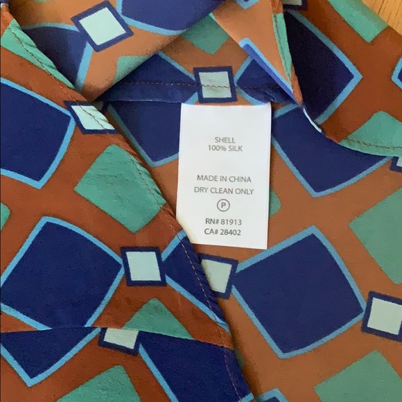 Tracy Reese Silk wrap dress 💙💚Geo print - Picture 11 of 16